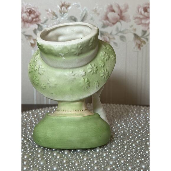 VINTAGE LEFTON 1736 LADY HEAD VASE, Mint Green With White Gloves - Picture 4 of 8